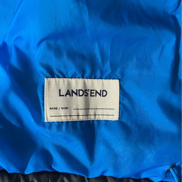 Lands’ End Kid’s Lightweight Hooded Puffer Jacket, Size Small-8, Black/Blue - Picture 3 of 5